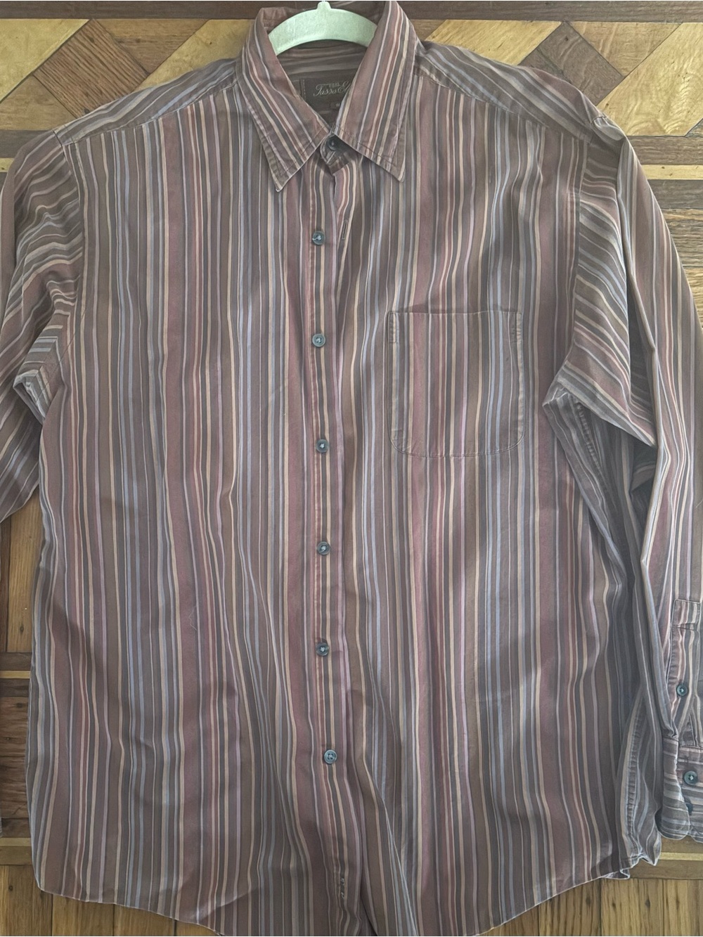 Men's Tasso Elba Spa Striped Button-Up Shirt - Brown Multi - M